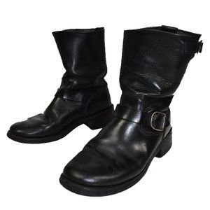 Black Leather Biker Boots